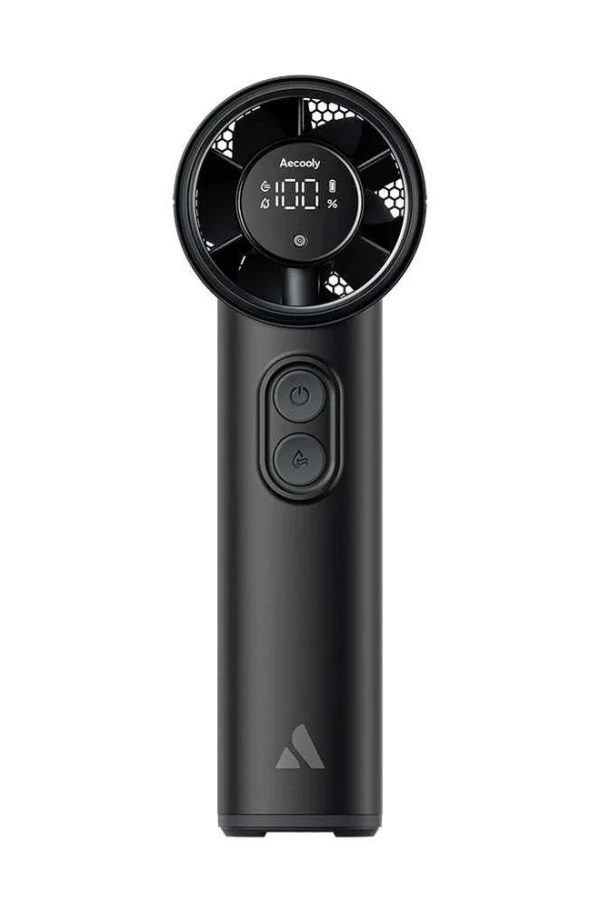 Aecooly PM02 Dijital LED Göstergeli Mist Chill Özellikli 5 Kademeli Portatif Soğutucu El Fanı Siyah