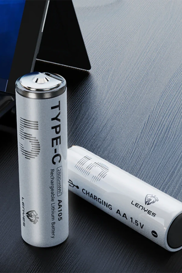 Lenyes AA105 Type-C Şarj Portlu Şarj Edilebilir AA Lityum-ion Pil 2800mWh 1.5V 2 Adet